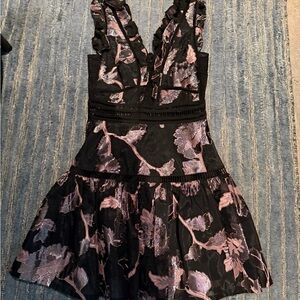 Floral Black and Purple Dress